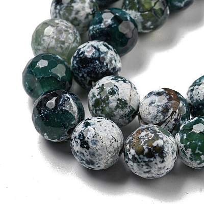 Faceted Natural Fire Crackle Agate Beads Strands G-F447-12mm-N11-1
