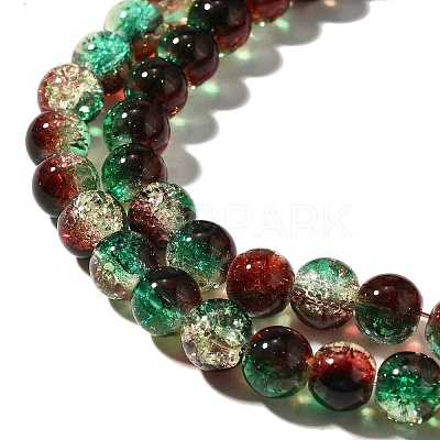 Christmas Theme Crackle Glass Beads Strands CCG-C002-8mm-04-1