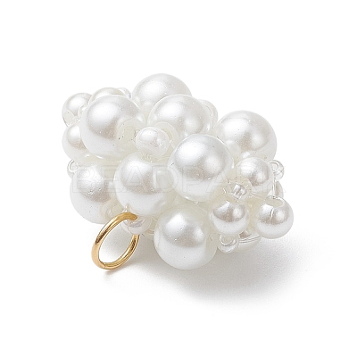 4Pcs Pearlized Glass Pearl Beads Pendants PALLOY-MZ01101-1