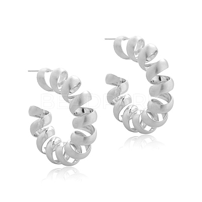 Brass Spiral Laid Stud Earrings for Women EJEW-A121-21S-1