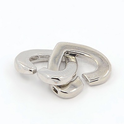 Brass Two Loops Heart Interlocking Clasps for DIY Jewelry LS-KK-M051-01P-1