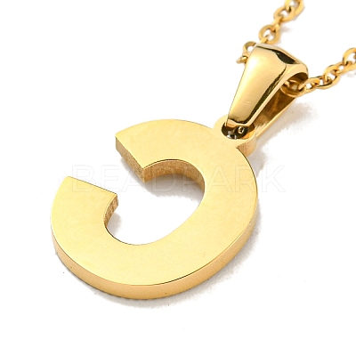Ion Plating(IP) Initial Letter 304 Stainless Steel Pendant Necklaces NJEW-M199-01G-C-1