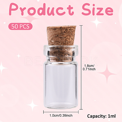 50Pcs Column Glass Jar Glass Bottles Bead Containers AJEW-YW0001-56-1