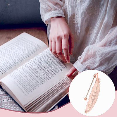 8Pcs 4 Colors Zinc Alloy Beadable Bookmarks AJEW-GO0002-15-1