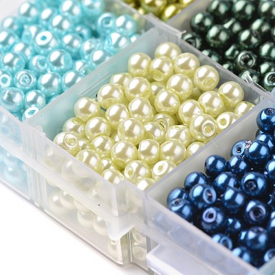 Mixed Pearlized Round Glass Pearl Beads HY-D0004-4mm-B-1