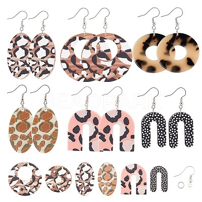 DIY Leopard Print Pattern Earring Making Kits DIY-SC0012-002-1