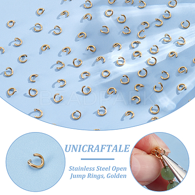 120Pcs 304 Stainless Steel Open Jump Rings STAS-UN0060-83B-1