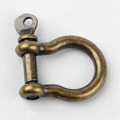 Tibetan Style Alloy D-Ring Anchor Shackle Clasps PALLOY-D355-AB-1