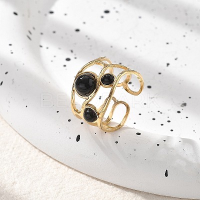 Natural Black Agate Finger Rings STAS-Z112-05G-01-1