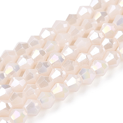 Opaque Solid Color Electroplate Glass Beads Strands EGLA-A039-P2mm-B06-1
