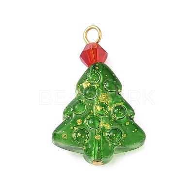 Christmas Tree Dyed & Heated Glass Pendants PALLOY-JF04392-1