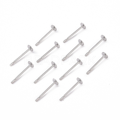 Tarnish Resistant 316 Surgical Stainless Steel Flat Round Blank Peg Stud Earring Settings STAS-R073-04-1