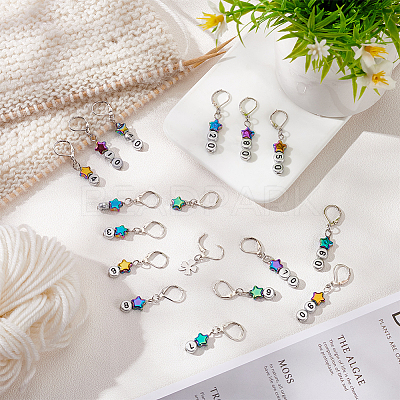 Star/Flat Round/Clover Pendant Stitch Markers HJEW-AB00362-1