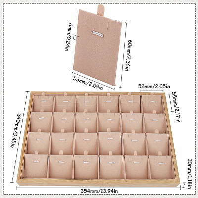 1 Set 24-Slot Wood Necklace Display Organizer Case with Velvet NDIS-SP0001-02-1