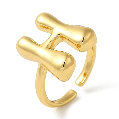 Initials Brass Open Cuff Ring for Women RJEW-N046-02H-G-1