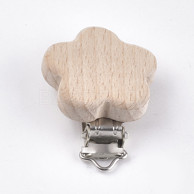 Beech Wood Baby Pacifier Holder Clips WOOD-T015-12-1