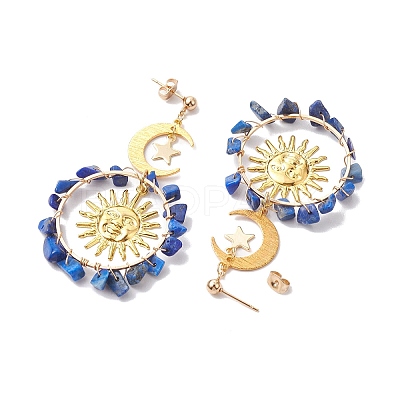 Vintage Gemstone Ear Studs EJEW-JE05807-1