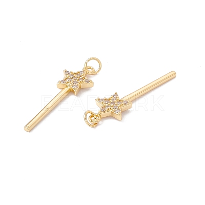 Rack Plating Brass Micro Pave Clear Cubic Zirconia Pendants ZIRC-C040-36G-1
