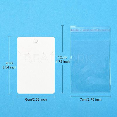 30Pcs Rectangle Paper One Pair Earring Display Cards with Hanging Hole DIY-YW0008-55A-1