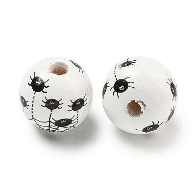 Printed Wood European Beads WOOD-G022-08B-11-1