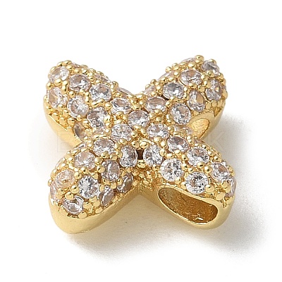 Brass Micro Pave Cubic Zirconia Beads KK-P290-61G-X-1