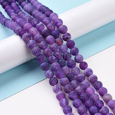 Natural Crackle Agate Beads Strands G-G055-8mm-8-1