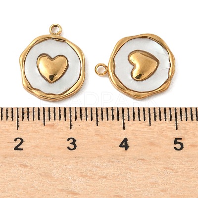 304 Stainless Steel Pave Natural Shell Pendants X-STAS-F319-02B-G02-1