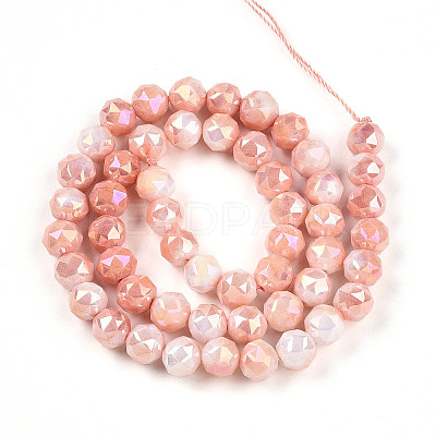 Anti-Tarnish Electroplate Glass Beads Strands GLAA-N010-8mm-08-1