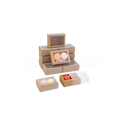 Foldable Paper Drawer Boxes with Clear Plastic Cover LS-CON-WH0095-68B-05-1