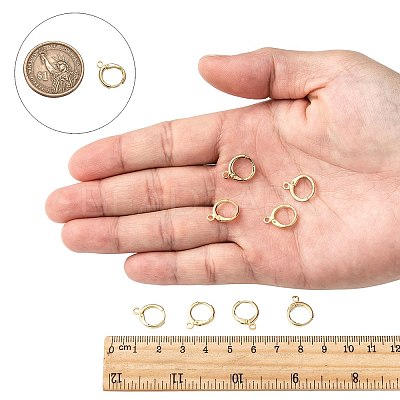 Brass Huggie Hoop Earring Findings X-KK-L179-04G-A-1