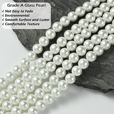 Eco-Friendly Dyed Glass Pearl Round Bead Strands X-HY-A002-8mm-RB001-1