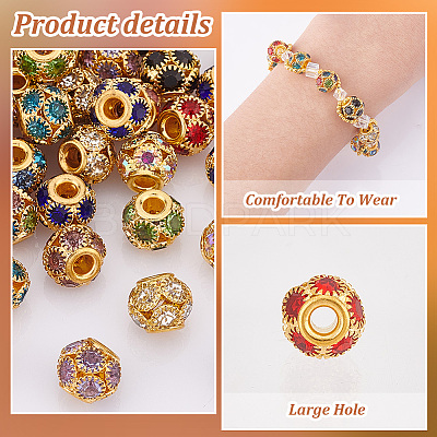 40Pcs 10 Colors Brass Rhinestone Beads KK-PH0006-03-1