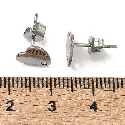 Non-Tarnish 304 Stainless Steel Heart Stud Earring Findings STAS-R063-37-1