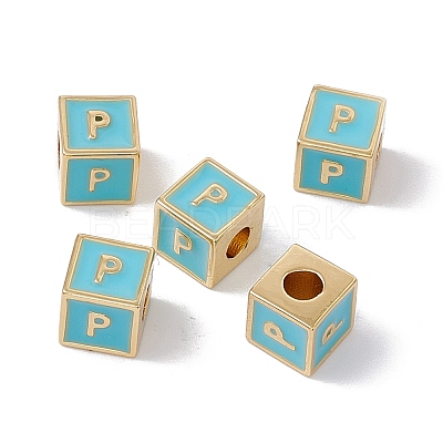 Rack Plating Brass Enamel Beads KK-B060-04G-06P-1