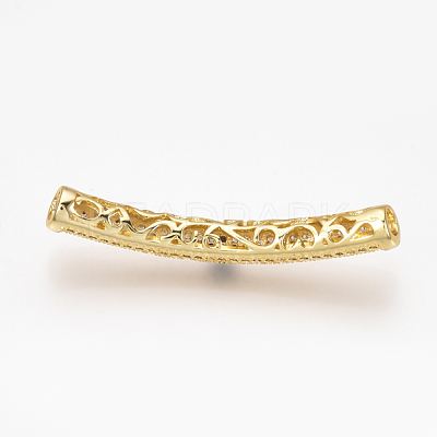 Brass Micro Pave Cubic Zirconia Tube Beads X-ZIRC-T004-75G-1