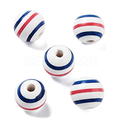 Independence Day Theme Wood European Beads WOOD-M011-07D-1