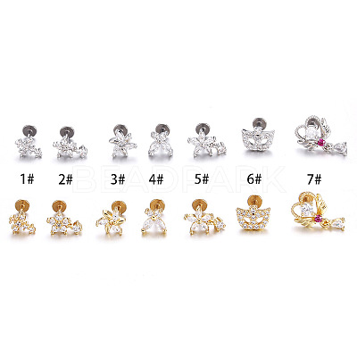 Stainless Steel Micro Pave Clear Cubic Zirconia Internally Threaded Labrets WGBE4CC-09-1