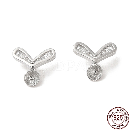 Rhodium Plated 925 Sterling Silver Stud Earring Findings STER-M114-22P-1