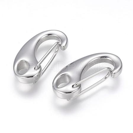 Tarnish Resistant 304 Stainless Steel Push Gate Snap Keychain Clasp Findings STAS-G143-11A-1