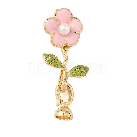 Flower Brass Enamel Fold Over Clasps LS-KK-S531-33G-B-1