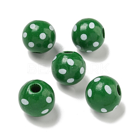 Printed Wood European Beads WOOD-G022-18D-1