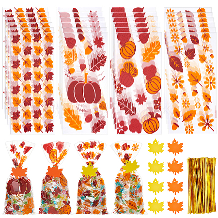 BENECREAT Rectangle Plastic Candy Bags for Thanksgiving Day CON-BC0007-06-1