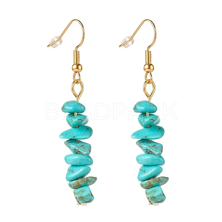 Synthetic Turquoise Chip Beaded Dangle Earrings EJEW-JE04788-07-1