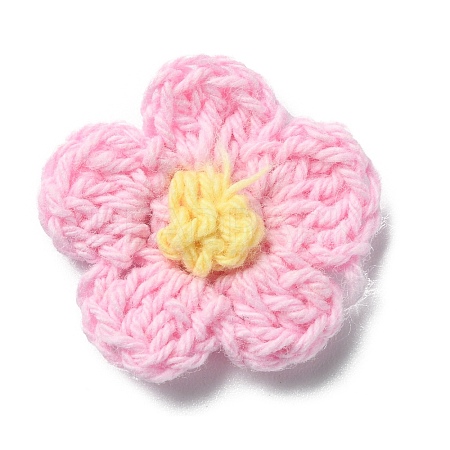 Two Tone Plum Blossom Handmade Crochet Cotton Ornament Accessories AJEW-WH0326-51G-1