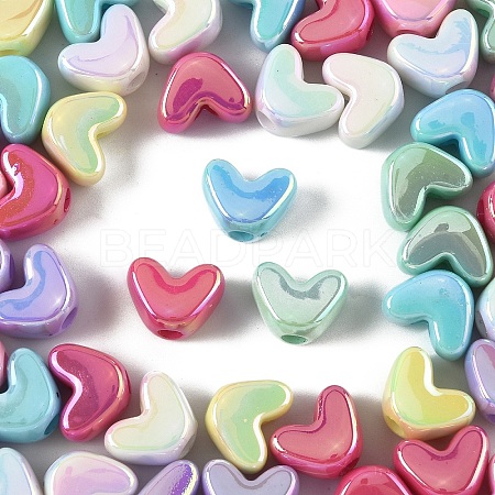 50Pcs UV Plating Opaque Acrylic Beads MACR-YW0004-06-1