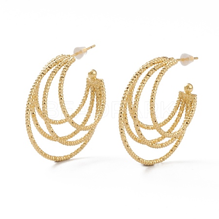 Brass Half Hoop Earrings X-EJEW-A056-31G-1