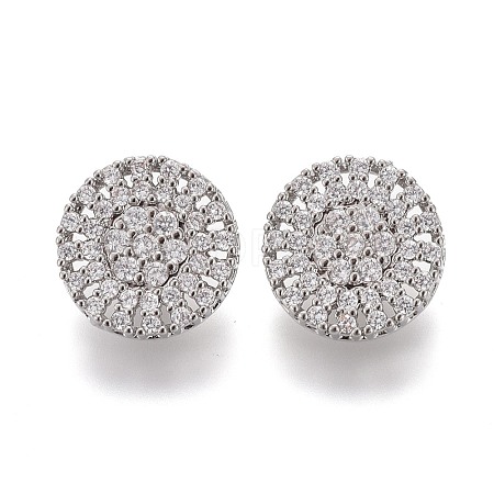 Brass Micro Pave Clear Cubic Zirconia Shank Buttons KK-H738-22P-1