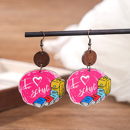 Teachers' Day Printed Wooden Dangle Earrings for Teachers FS-WG20E88-01-1