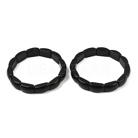 Natural Obsidian Bead Stretch Bracelets for Women Men BJEW-C097-02A-19-1