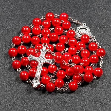 Plastic Imitation Pearl Rosary Bead Necklace for Easter PW23031885306-1